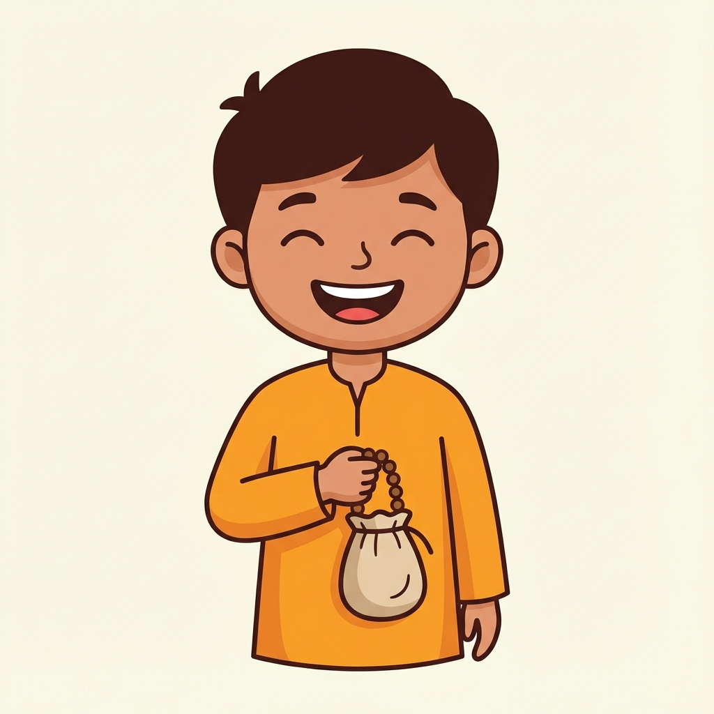 Boy Chanting on Beads